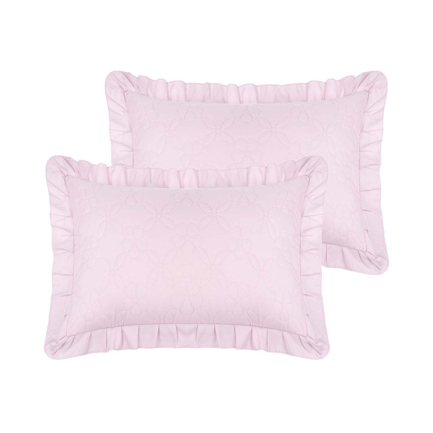 Pillowcase Single Layer Wide Ruffles Set of 2 Pillow Shams with Envelope Closure