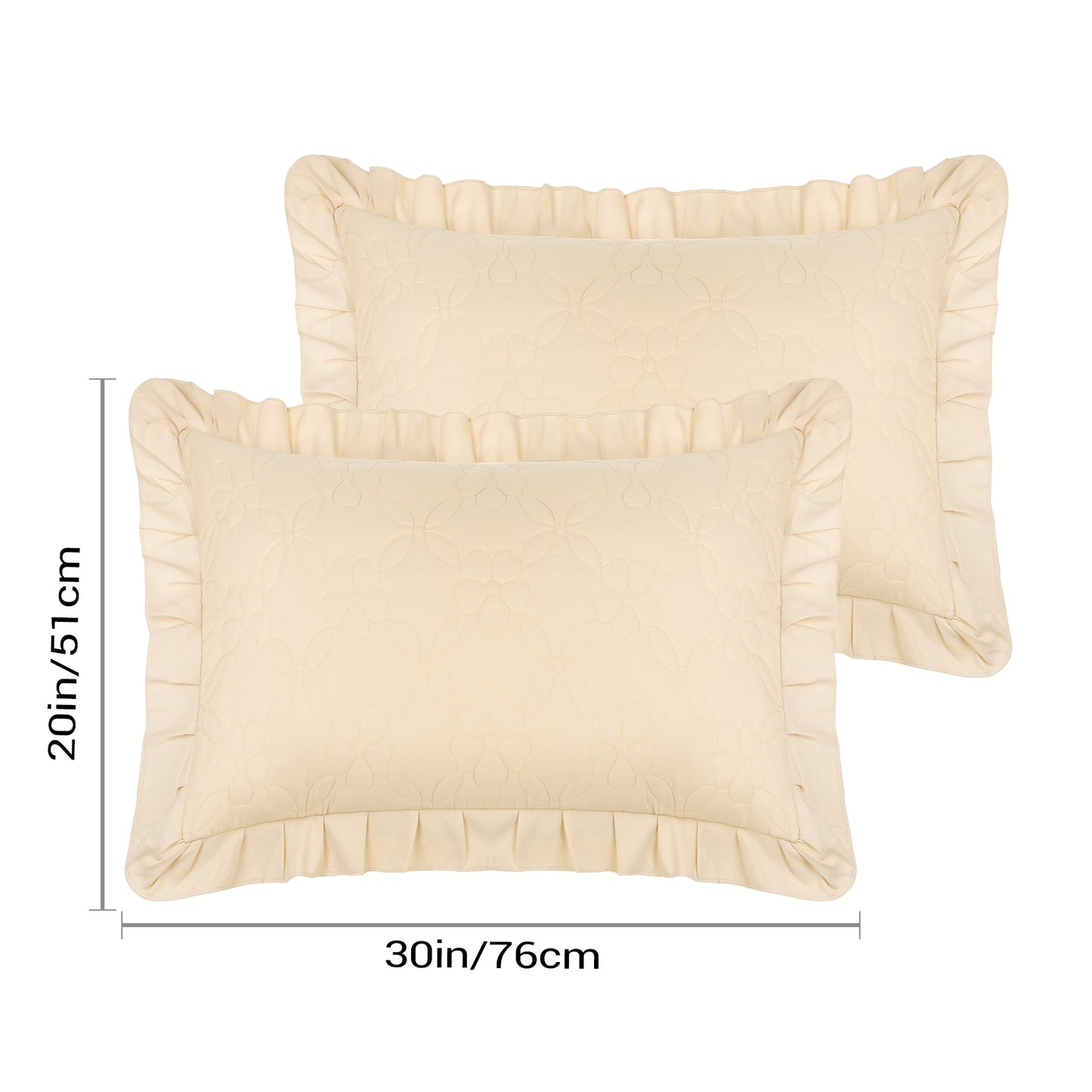Pillowcase Single Layer Wide Ruffles Set of 2 Pillow Shams with Envelope Closure