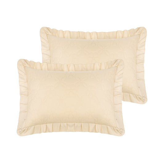 Pillowcase Single Layer Wide Ruffles Set of 2 Pillow Shams with Envelope Closure
