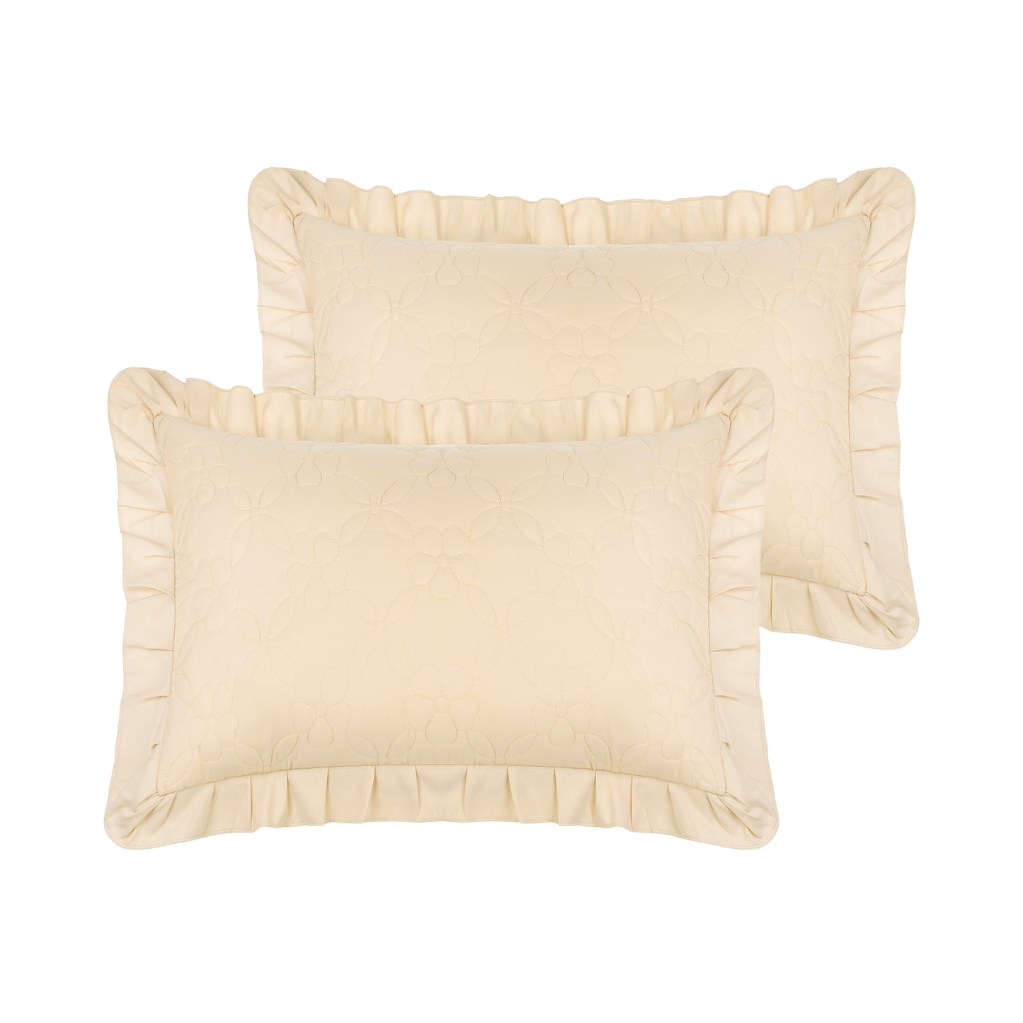 Pillowcase Single Layer Wide Ruffles Set of 2 Pillow Shams with Envelope Closure