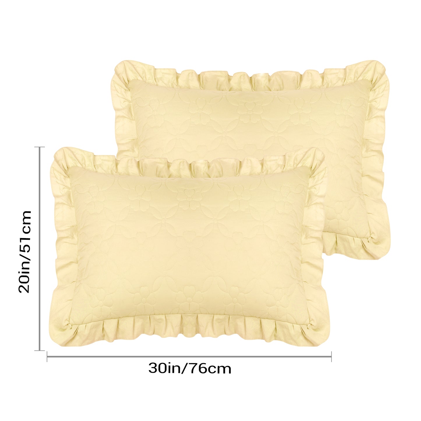 Pillowcase Single Layer Wide Ruffles Set of 2 Pillow Shams with Envelope Closure