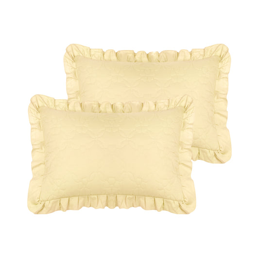Pillowcase Single Layer Wide Ruffles Set of 2 Pillow Shams with Envelope Closure