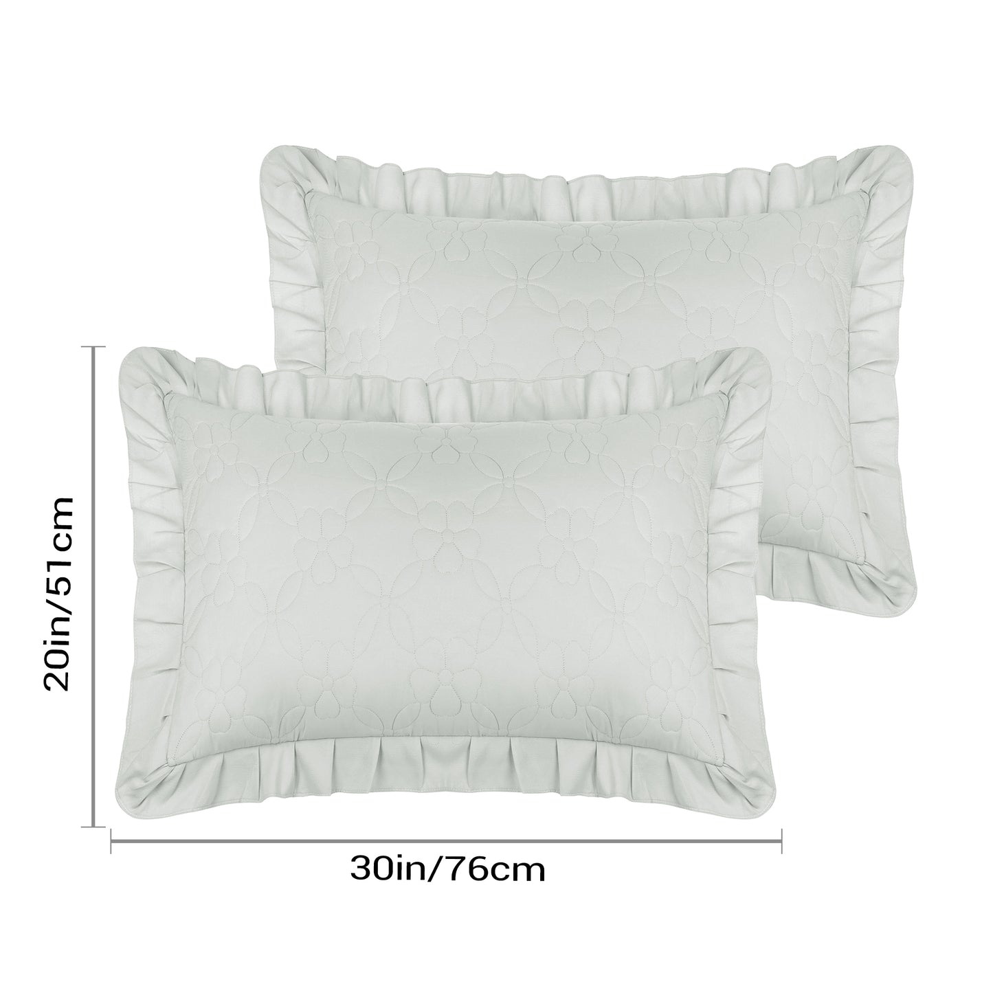 Pillowcase Single Layer Wide Ruffles Set of 2 Pillow Shams with Envelope Closure