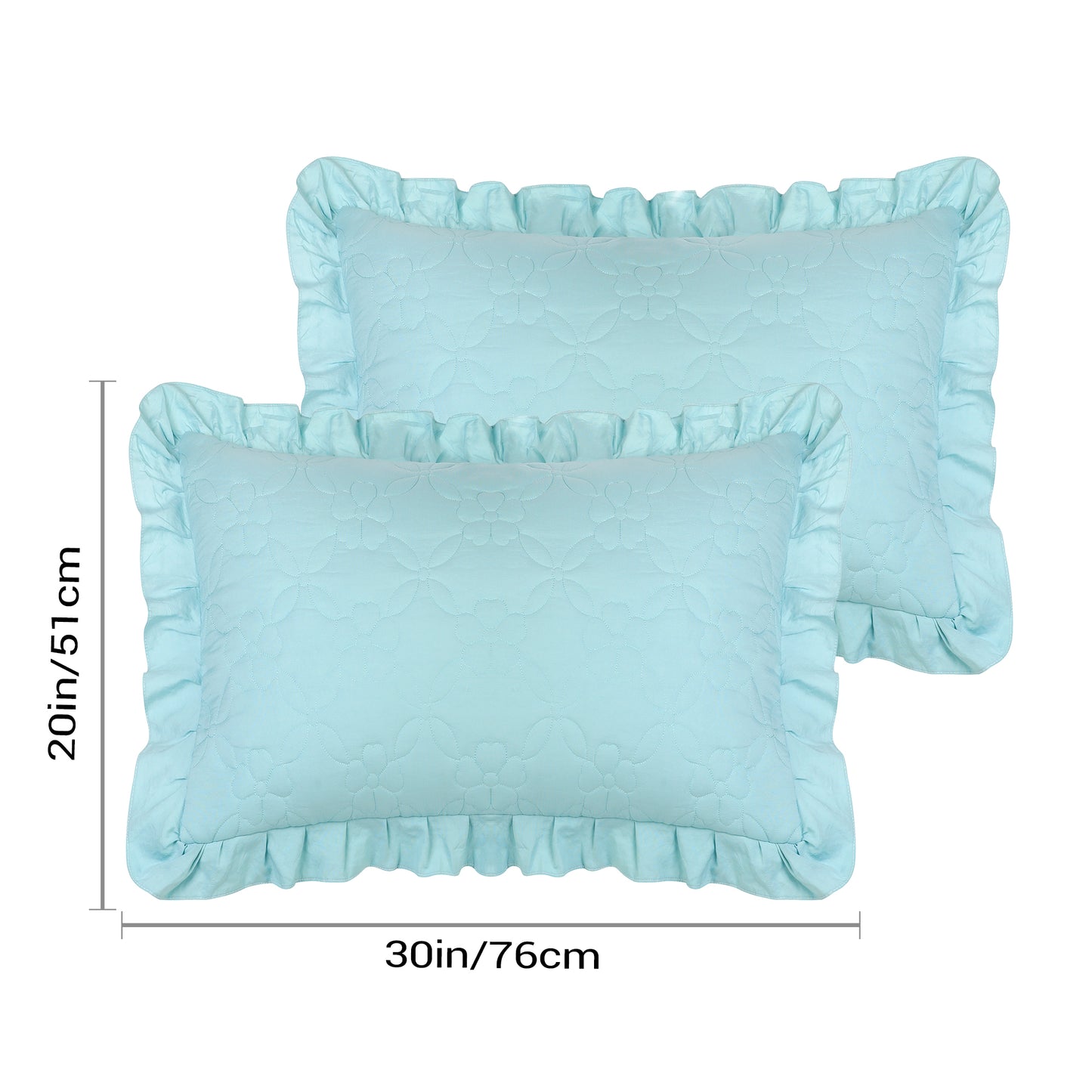 Pillowcase Single Layer Wide Ruffles Set of 2 Pillow Shams with Envelope Closure
