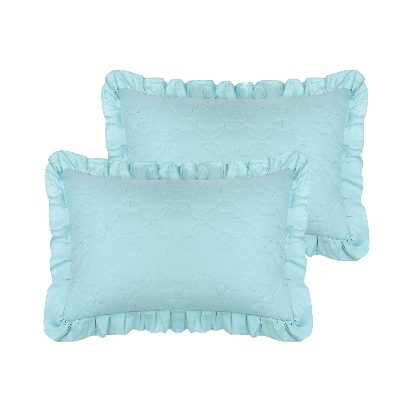 Pillowcase Single Layer Wide Ruffles Set of 2 Pillow Shams with Envelope Closure