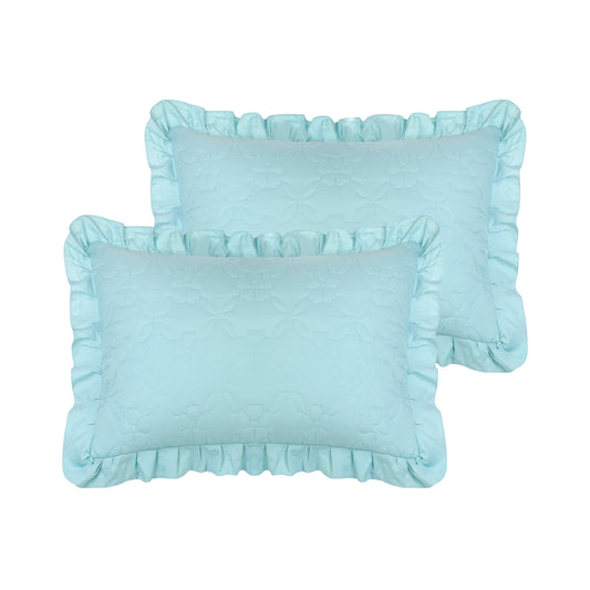 Pillowcase Single Layer Wide Ruffles Set of 2 Pillow Shams with Envelope Closure
