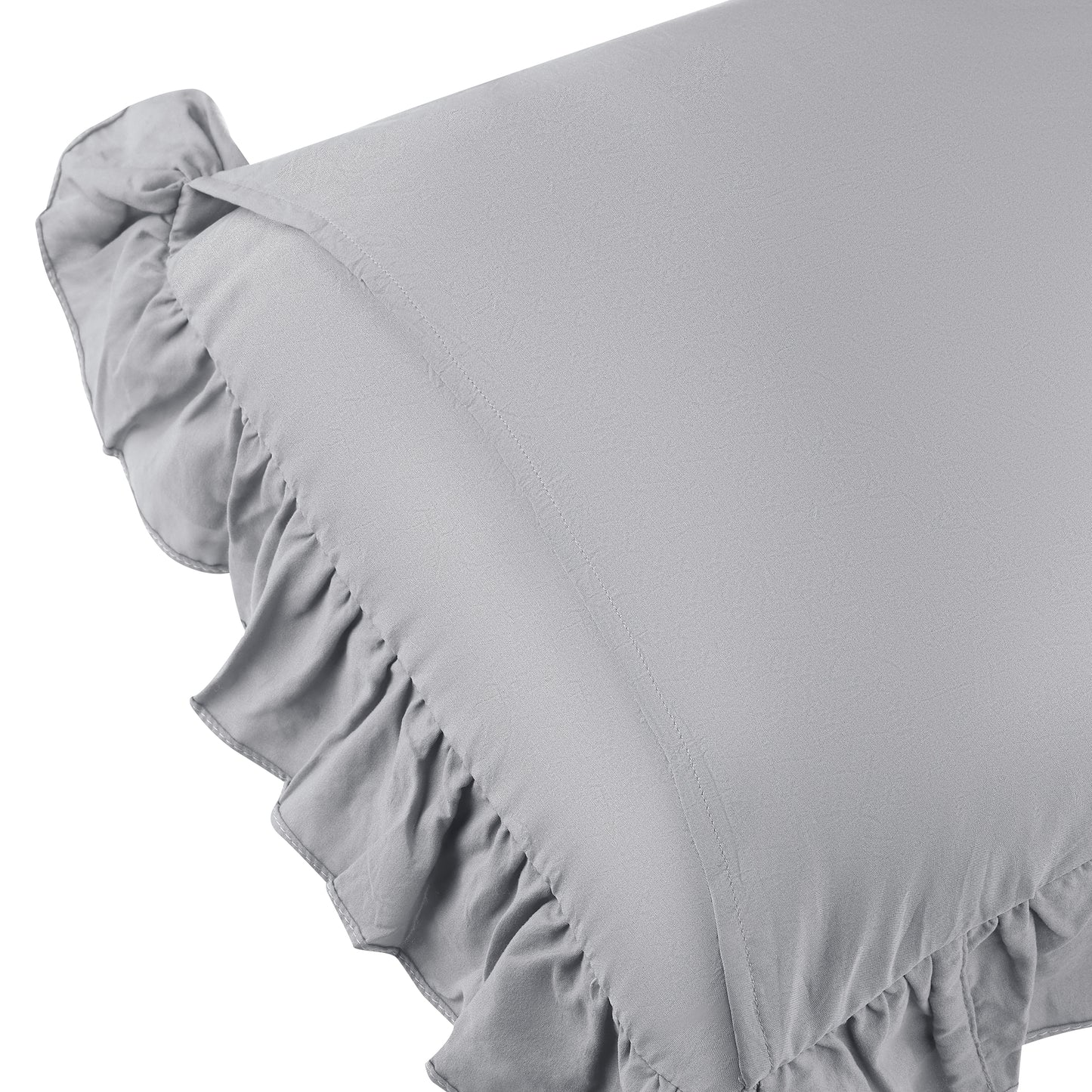Double Layer Ruffle Pillow Shams, Set of 2 Pillow Cases Covers with Envelope Closure