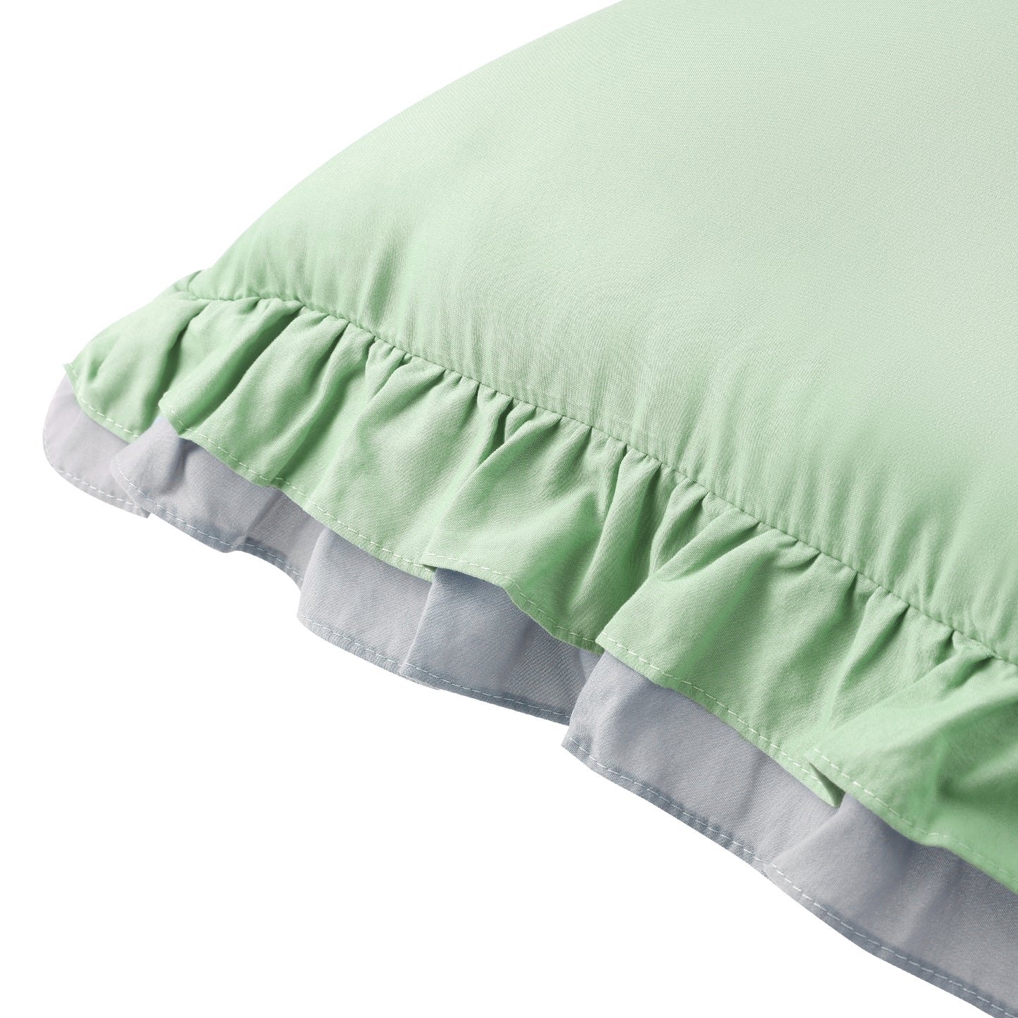 Double Layer Ruffle Pillow Shams, Set of 2 Pillow Cases Covers with Envelope Closure