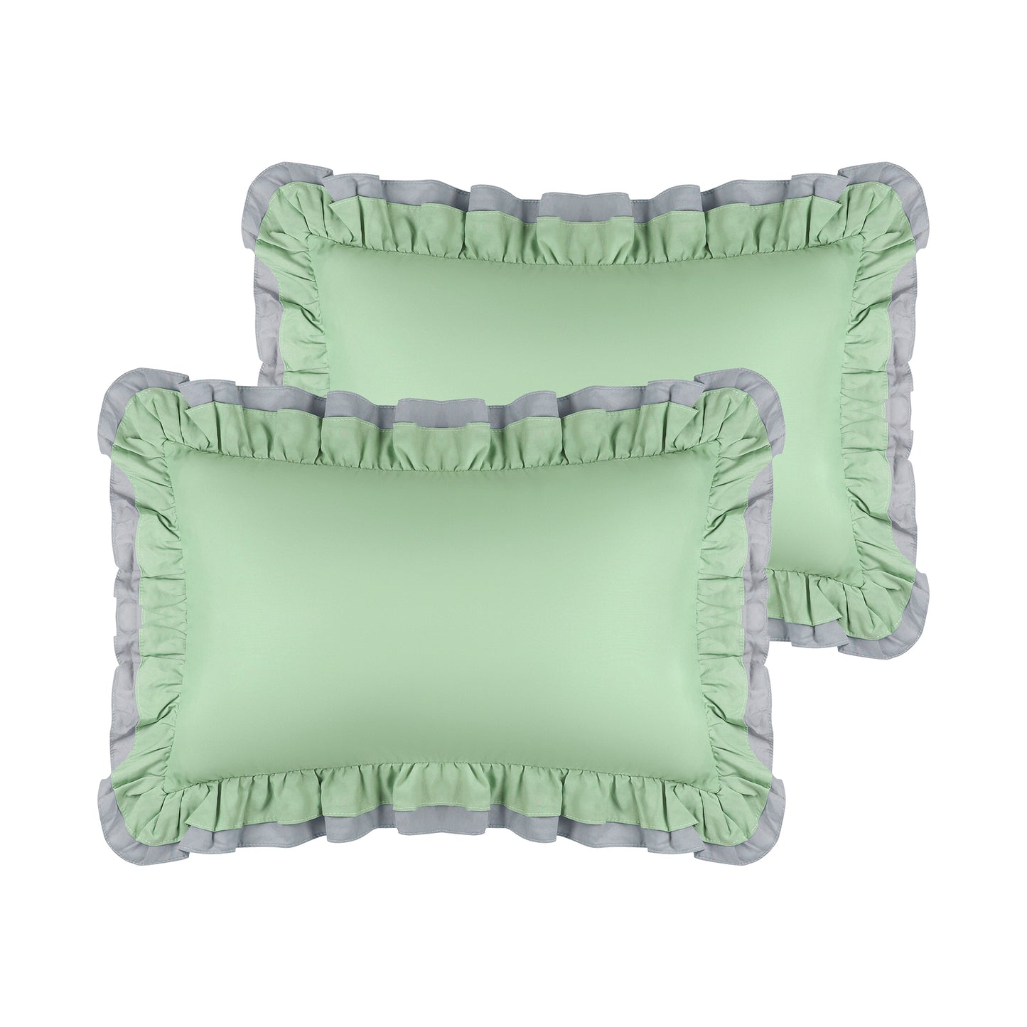 Double Layer Ruffle Pillow Shams, Set of 2 Pillow Cases Covers with Envelope Closure