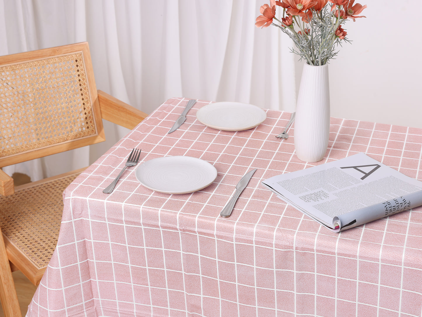 Mantel rectangular a cuadros (paquete de 6), desechable, de plástico, impermeable