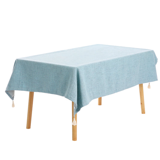 1 Pack Rectangle Tablecloth with Tassels, Wrinkle Resistant Washable Cotton Linen