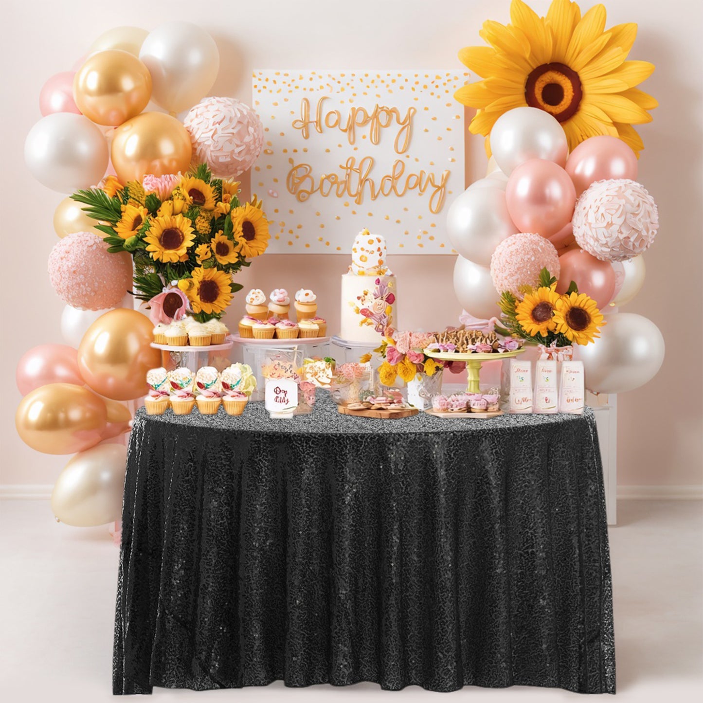 1 Pack Round Tablecloth, Polyester Sequin Table Cover