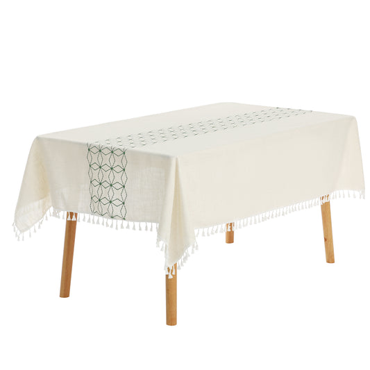 1 Pack Rectangle Rustic Tablecloth, Cotton Linen Waterproof Table Cover