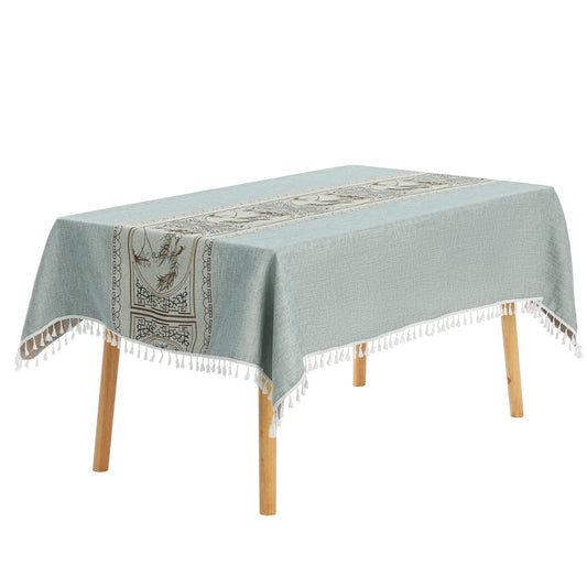 Mantel rústico rectangular de algodón y lino, impermeable, paquete de 1