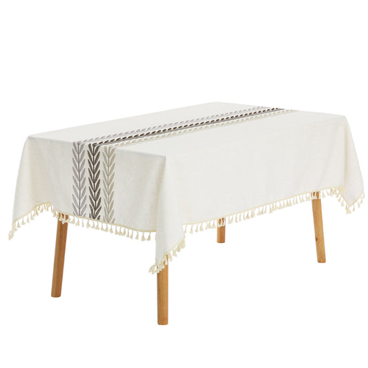 1 Pack Rectangle Rustic Tablecloth, Cotton Linen Waterproof Table Cover
