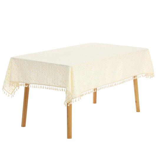 1 Pack Rectangle Tablecloth, Cotton Yellow Table Cover
