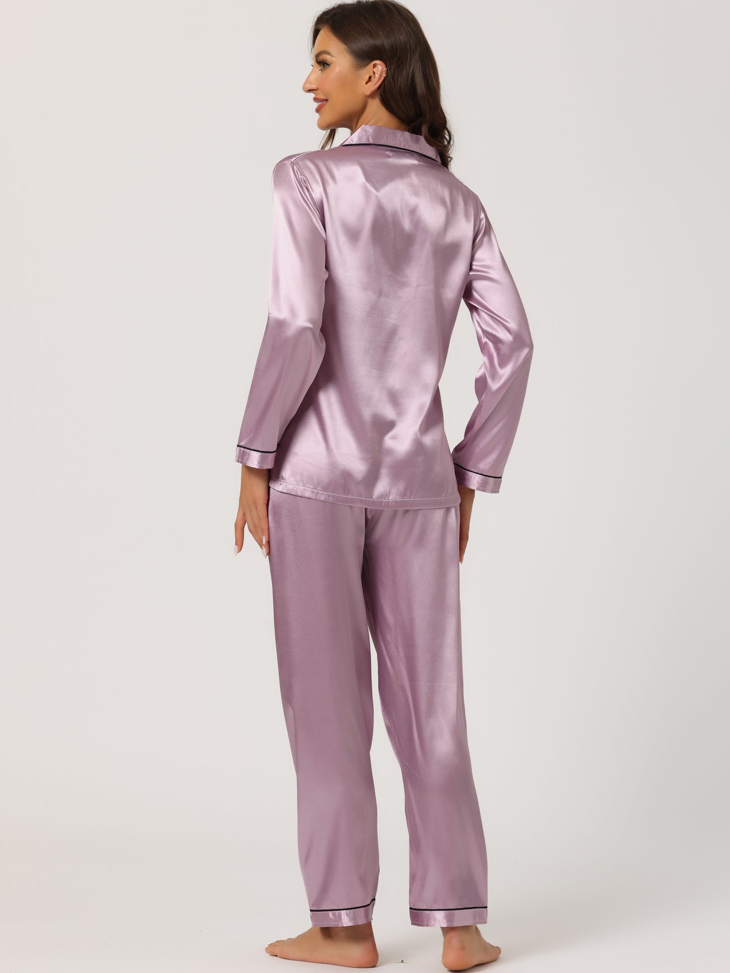 Women's Pajama Sets Sleepwear Button Down Satin Night Suit Lounge Sets