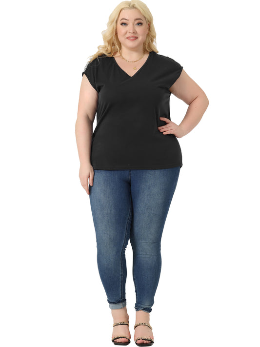 Women Plus Size Tops V Neck Sleeveless Summer Blouse Tank Top