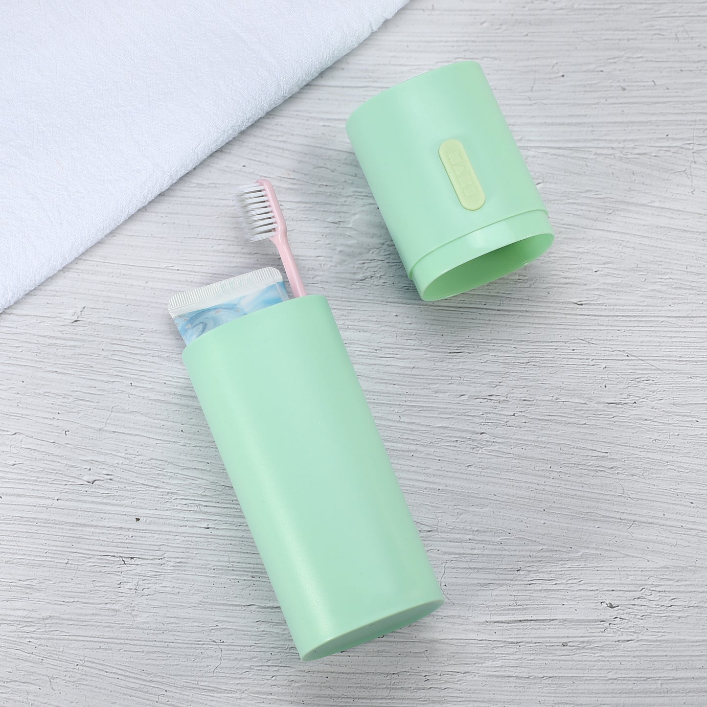Estuche ligero de viaje para cepillos de dientes (1 pieza, 19 x 6 cm), color verde