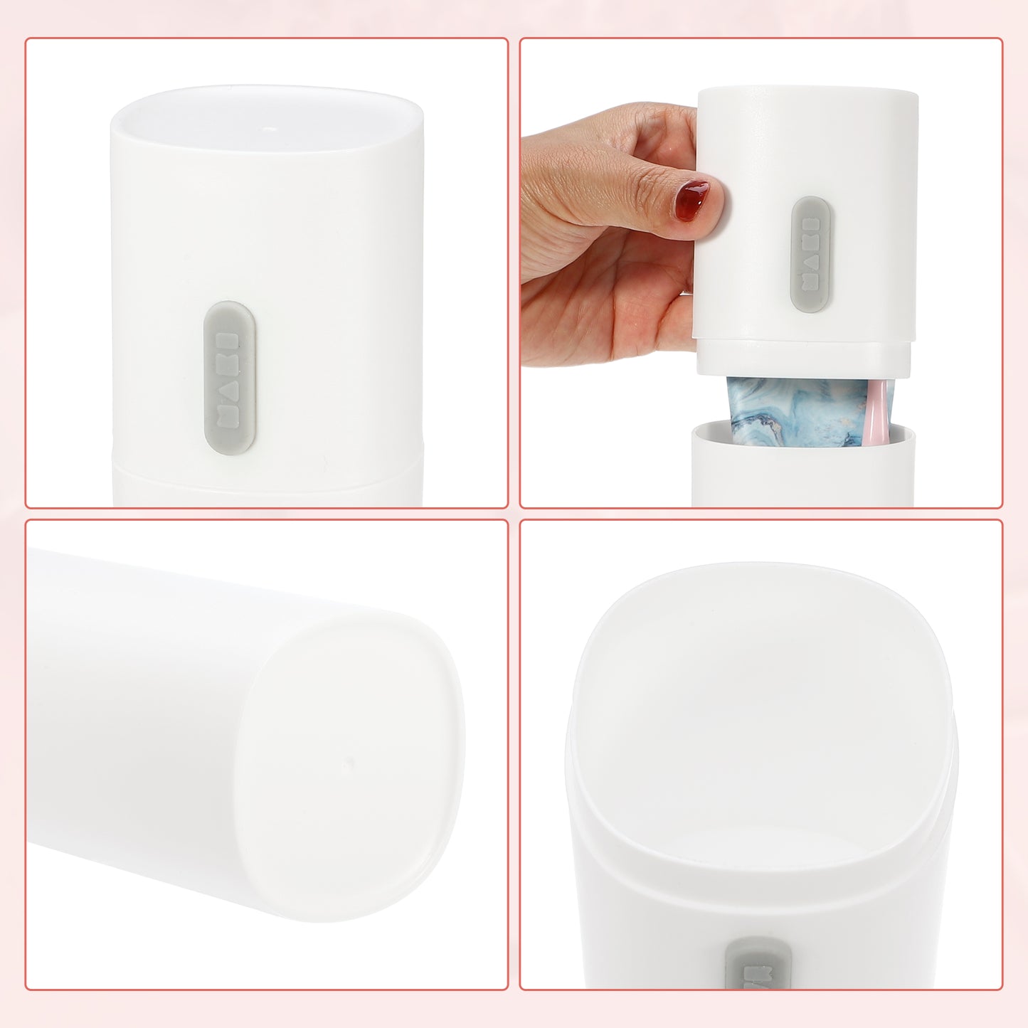 2 Pcs Lightweight Traveling Toothbrush Holders Case, 7.68"x2.36" White