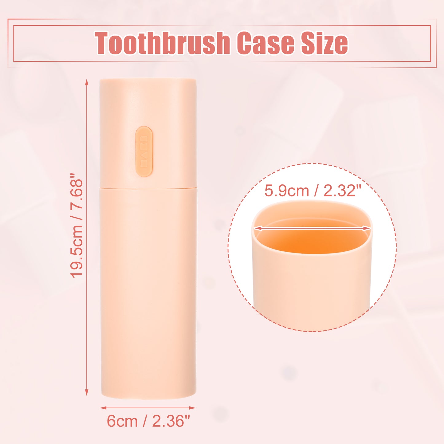 2 Pcs Lightweight Traveling Toothbrush Holders Case, 7.68"x2.36" Pink
