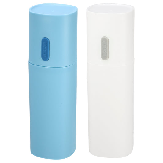 2 Pcs Lightweight Toothbrush Travel Case, 7.68"x2.36" White, Blue