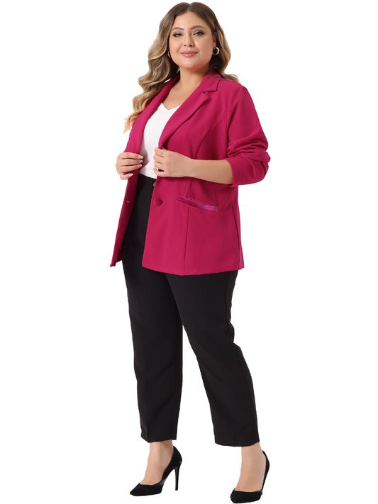 Blazer de talla grande para mujer, con solapa con muescas y cuello en V, para oficina, trabajo, negocios, chaqueta, blazer