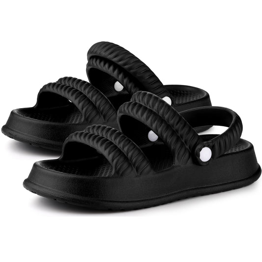 Sandalias Cloud Slides para mujer con diseño de almohada, de dos vías, para ducha, planas y con tira trasera
