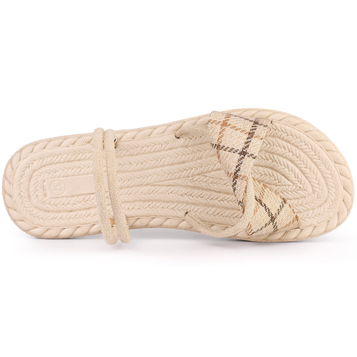 Sandalias planas con tiras cruzadas a cuadros para mujer