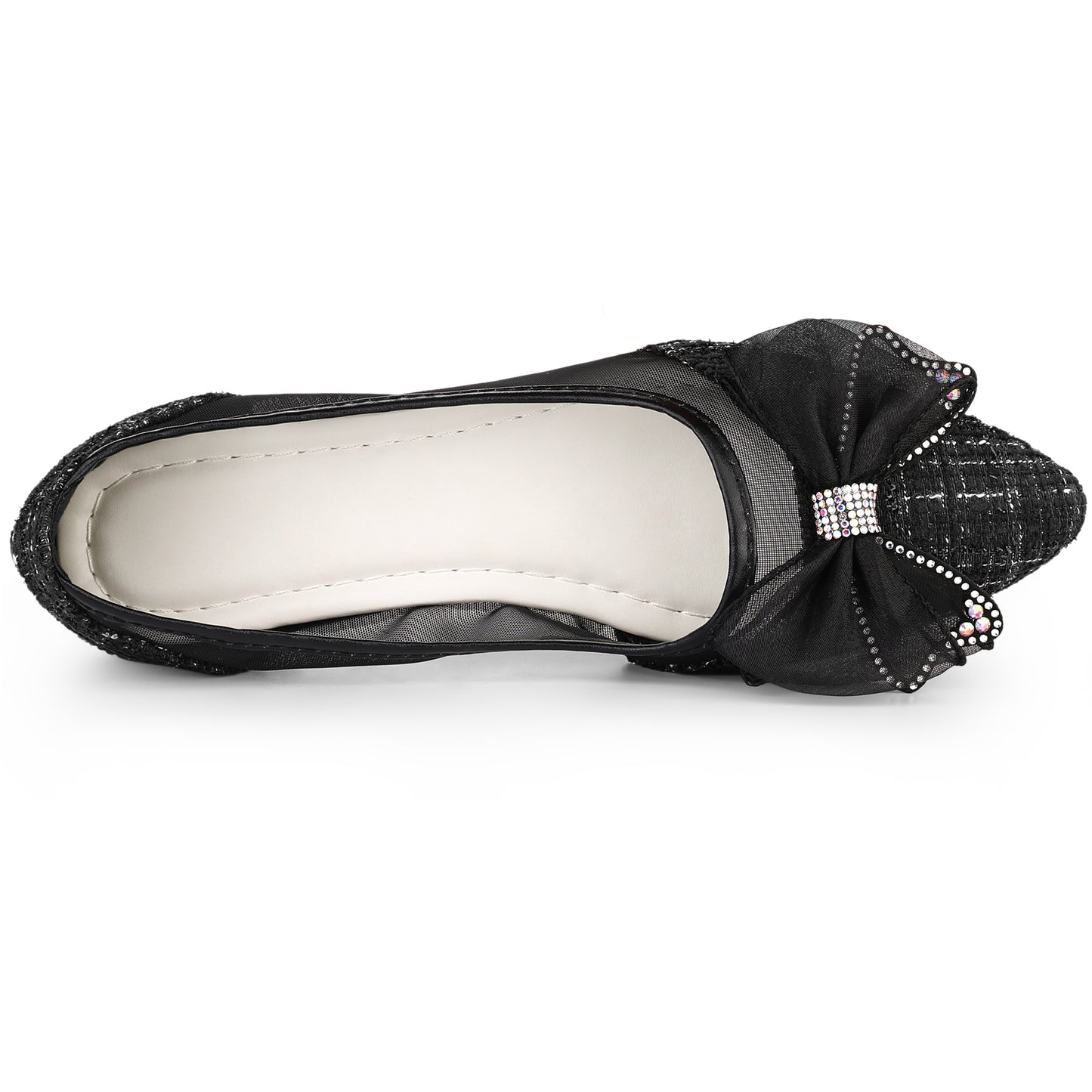 Zapatos de tacón de aguja con punta puntiaguda y lazo de malla para mujer
