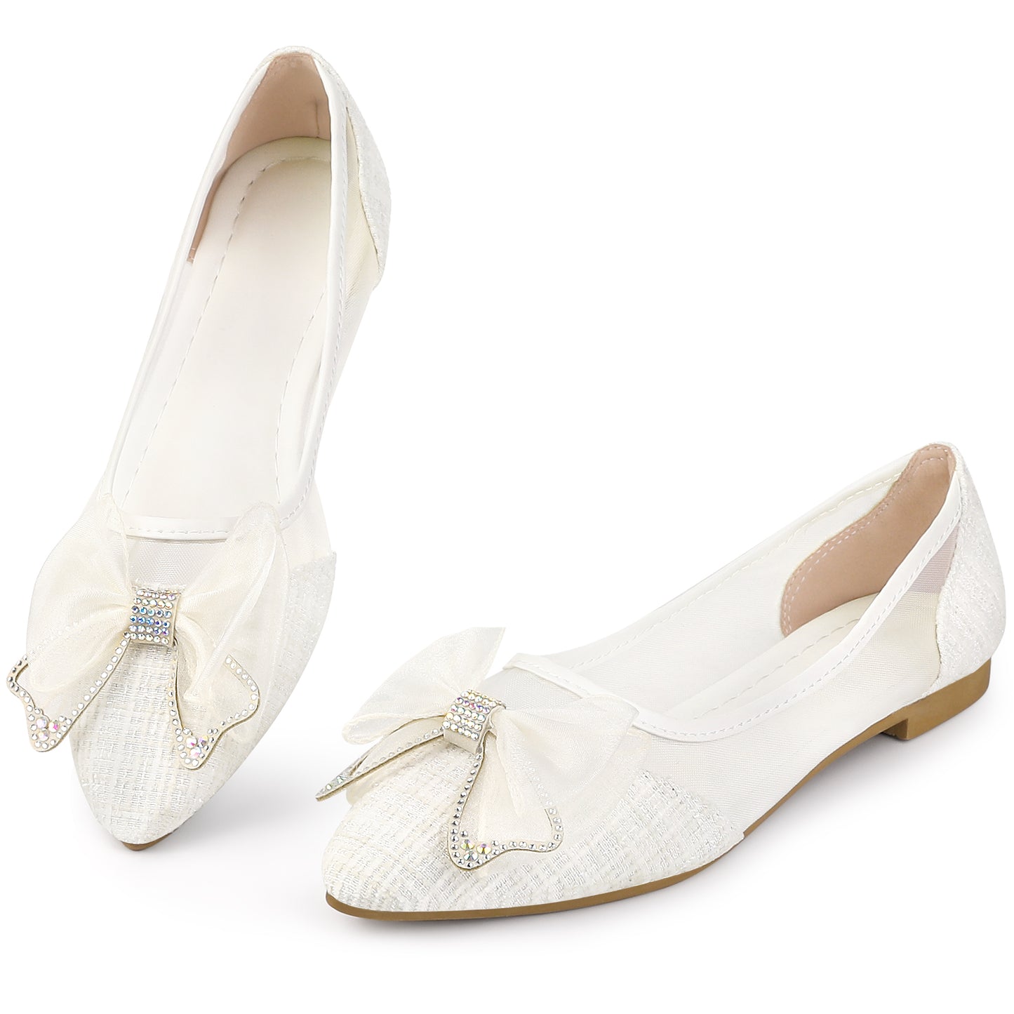 Zapatos de tacón de aguja con punta puntiaguda y lazo de malla para mujer