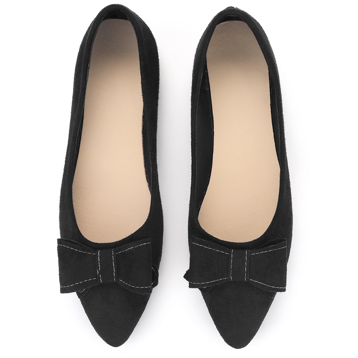 Women Pointed Toe Bow Slip On Ballet Flats
