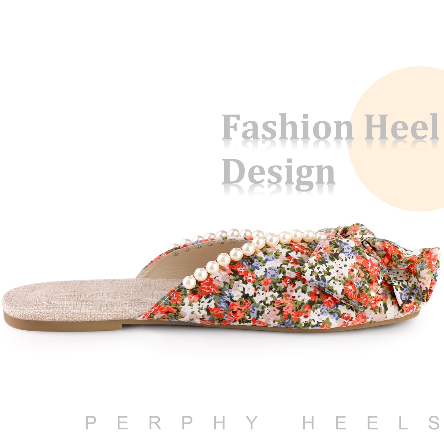 Sandalias planas con punta abierta y estampado floral para mujer, sin cordones, con perlas
