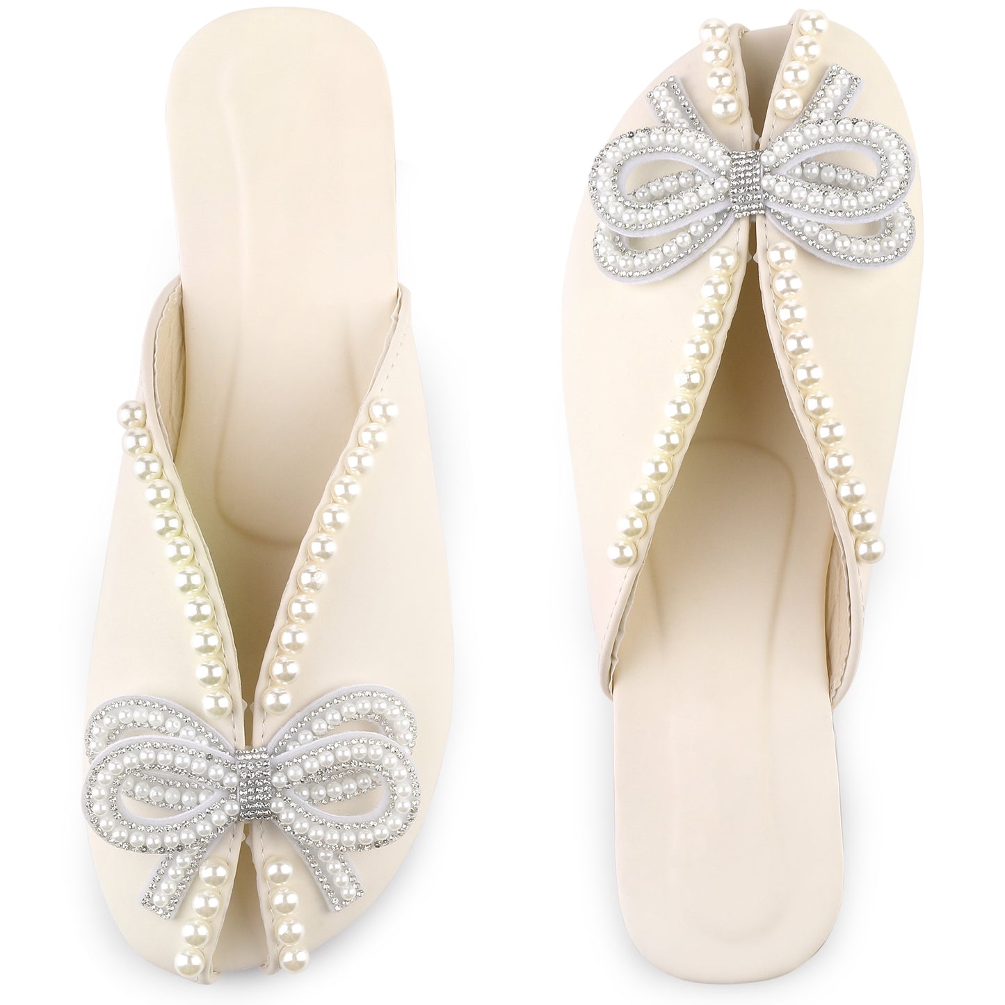 Women Floral Printed Peep Toe Slip On Pearl Flat Shoes Slides Mules