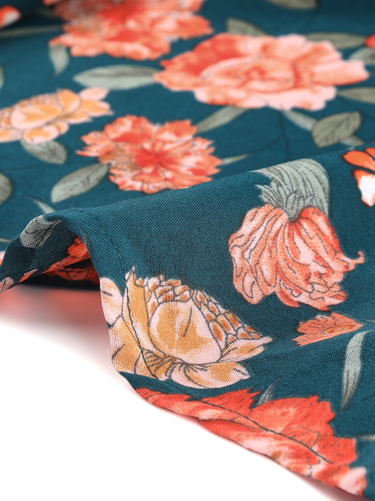 Women's Floral V Neck Wrap Top Long Sleeve Tie Waist Ruffle Peplum Blouse