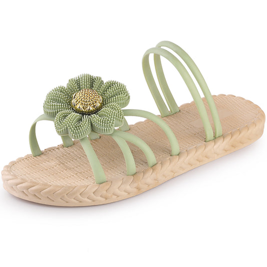 Sandalias de playa con estampado floral de alpargatas para mujer, sin cordones