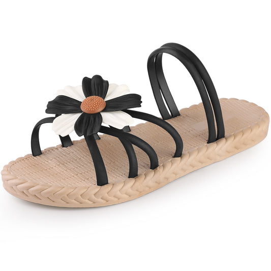 Sandalias de playa con estampado floral de alpargatas para mujer, sin cordones
