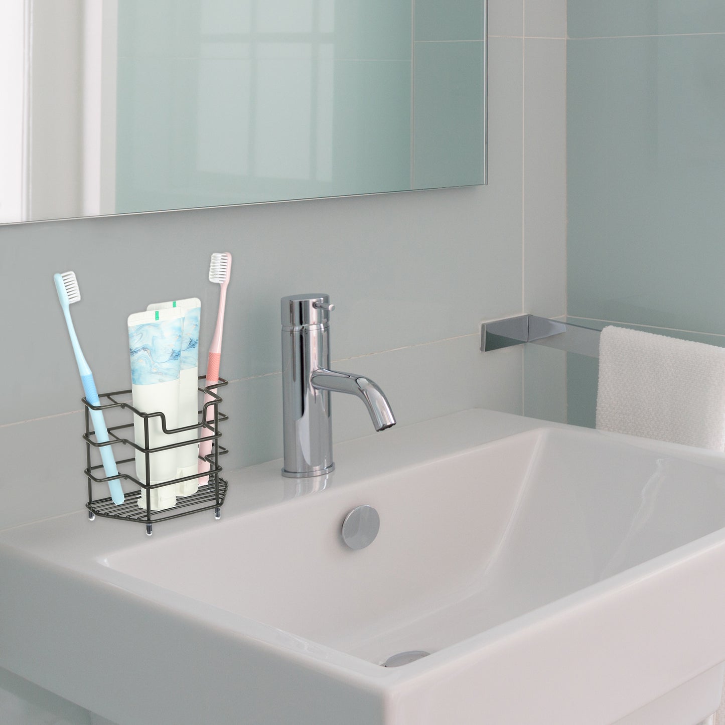 Soporte para cepillo de dientes de acero inoxidable 304 con 3 ranuras, organizador de accesorios de baño, color negro