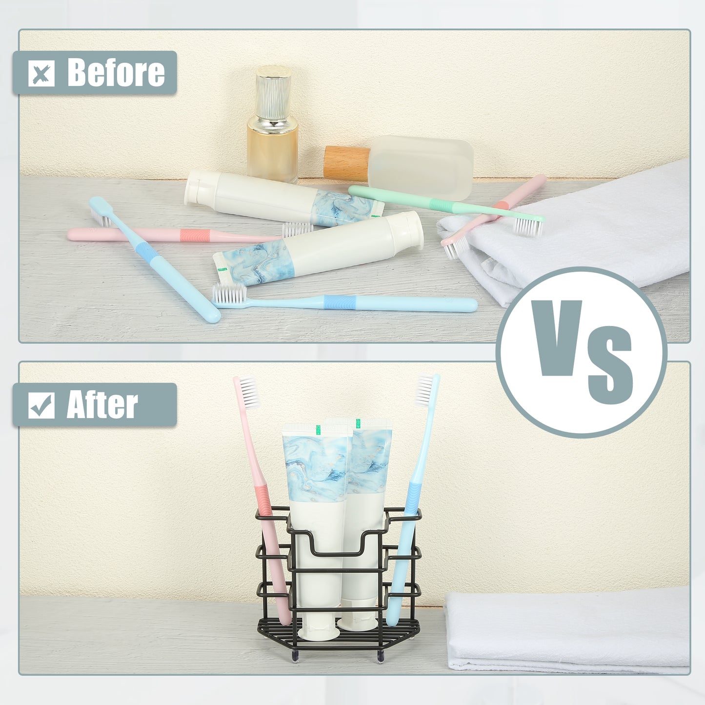 Soporte para cepillo de dientes de acero inoxidable 304 con 3 ranuras, organizador de accesorios de baño, color negro