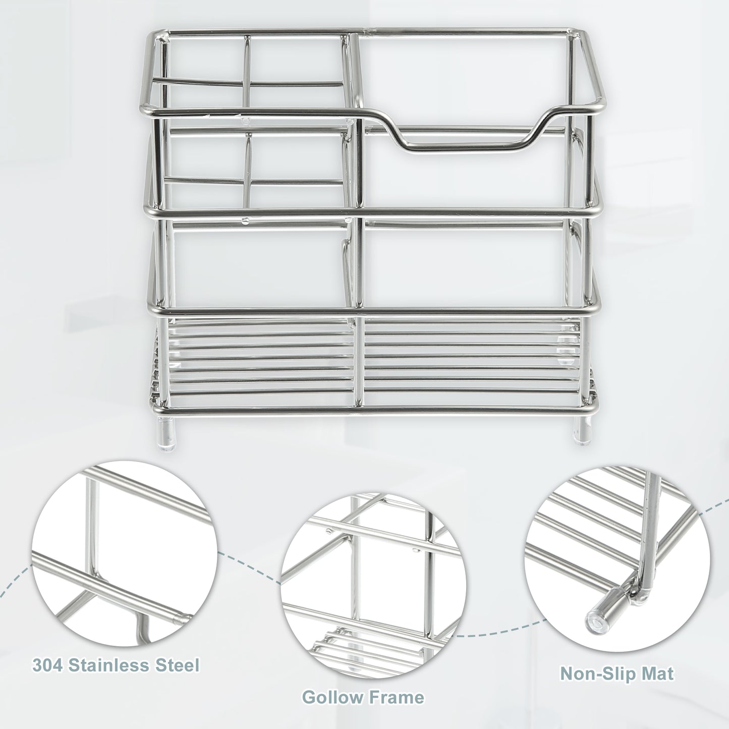 Soporte para cepillo de dientes de acero inoxidable 304 con 4 ranuras, organizador de accesorios de baño, tono plateado