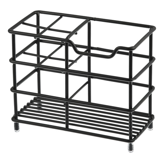 Soporte para cepillos de dientes de acero inoxidable 304 con 4 ranuras, organizador de accesorios de baño, color negro