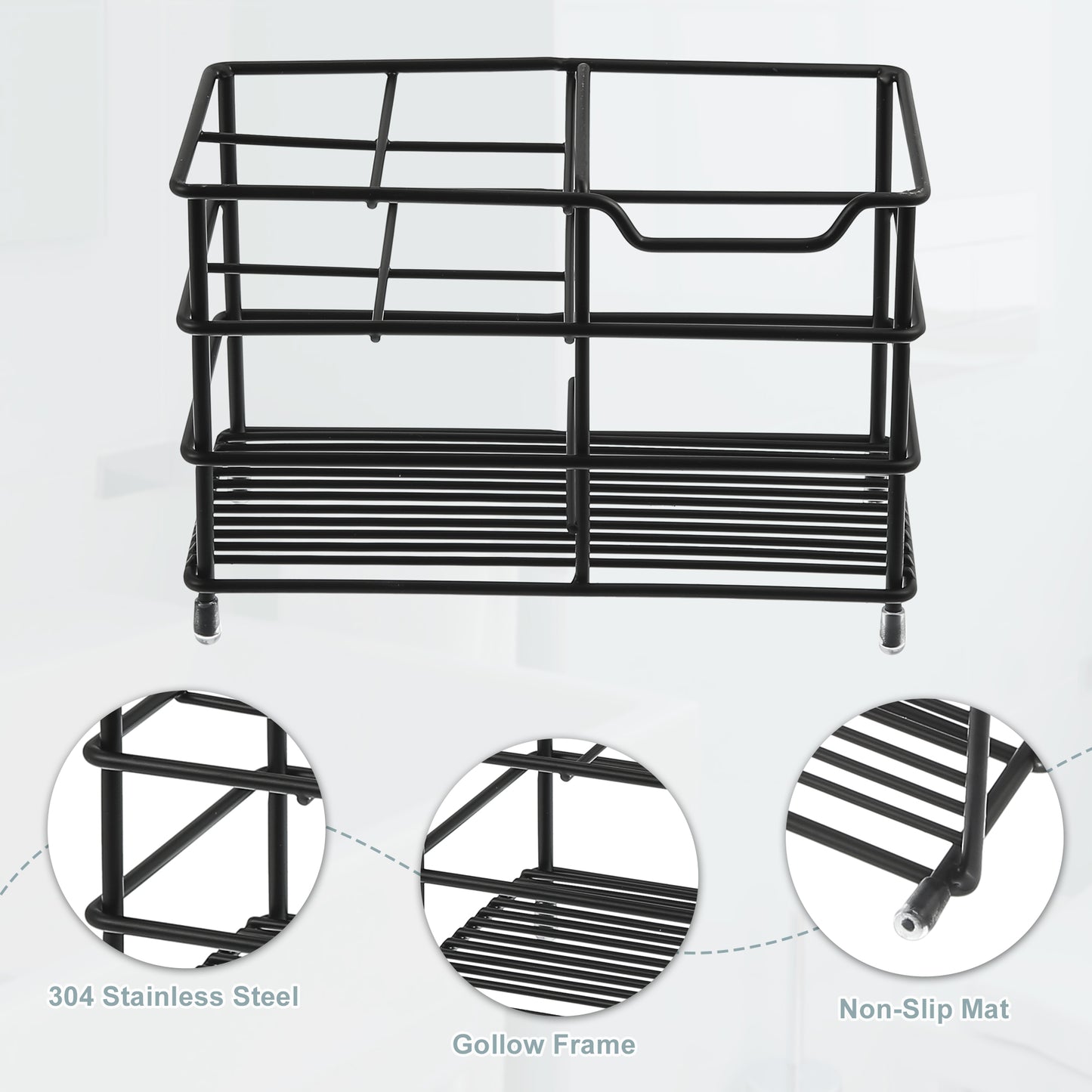 4 Slots 304 Stainless Steel Toothbrush Holder, Bathroom Kitchen Accessories Black
