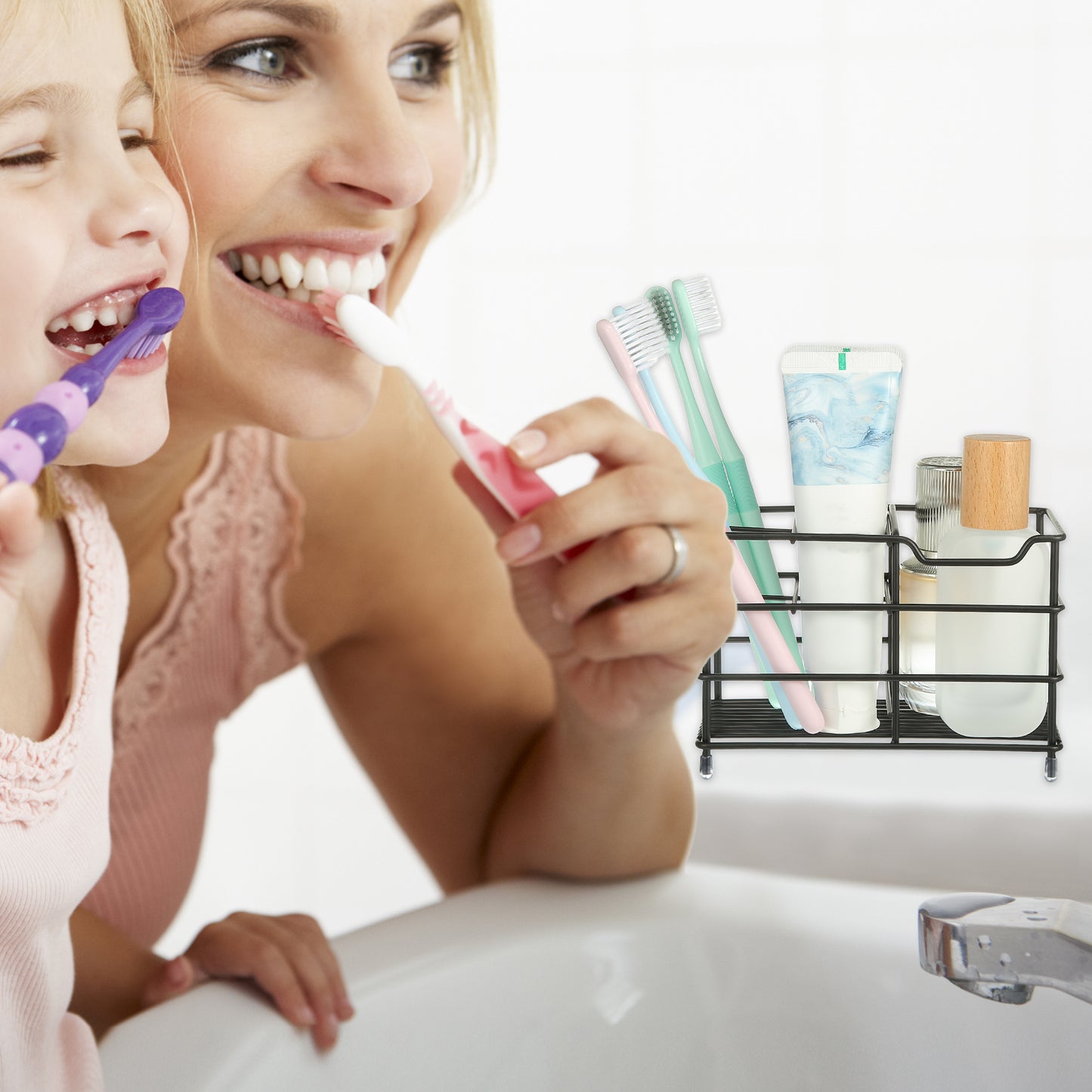 4 Slots 304 Stainless Steel Toothbrush Holder, Bathroom Kitchen Accessories Black