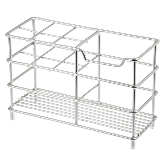 Soporte para cepillo de dientes y pasta de dientes de acero inoxidable 304 con 6 ranuras para baño, tono plateado