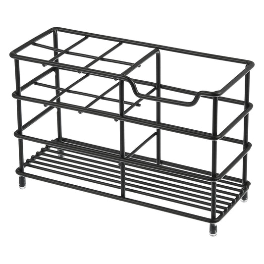 Soporte para cepillo de dientes y pasta de dientes de acero inoxidable 304 con 6 ranuras para baño, color negro