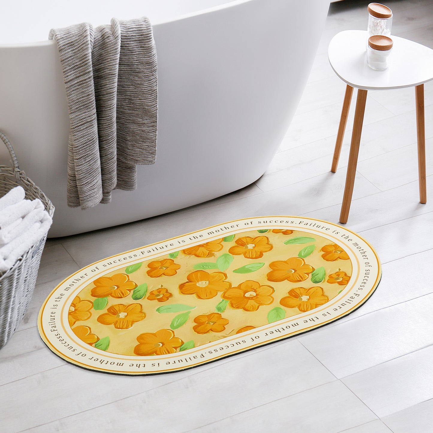 PVC Rubber Non-Slip Quick Dry Rugs Fit Under Door Super Absorbent Thin Bath Mats for Bathroom