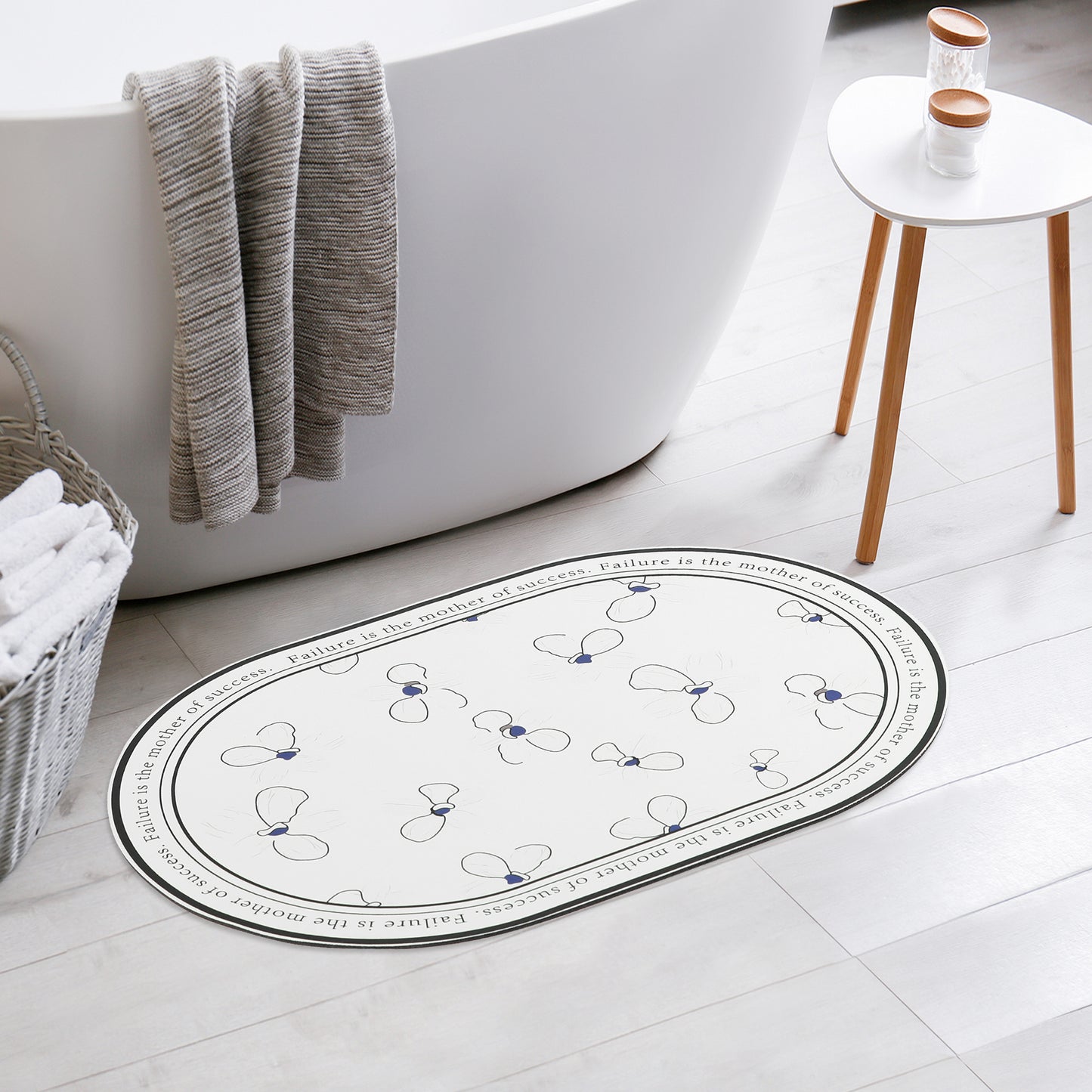 PVC Rubber Non-Slip Quick Dry Rugs Fit Under Door Super Absorbent Thin Bath Mats for Bathroom