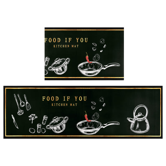 Kitchen Floor Mats Set of 2 Thick Long and Short Kitchen Rugs Waterproof for Floor Comfort Mats