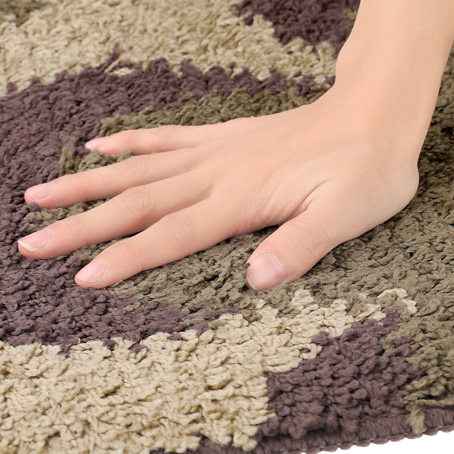 Floral Bath Mat, Plush Shaggy Bathroom Rug, Checked Washable Bath Carpet