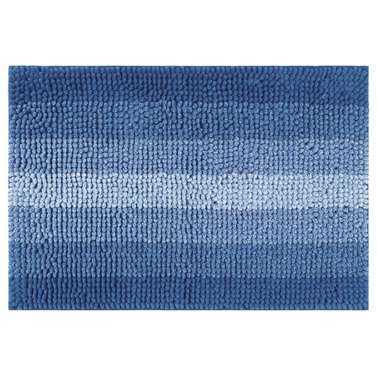 Contrasting Color Striped Bathroom Rugs, Non-Slip Plush Shaggy Bath Mats